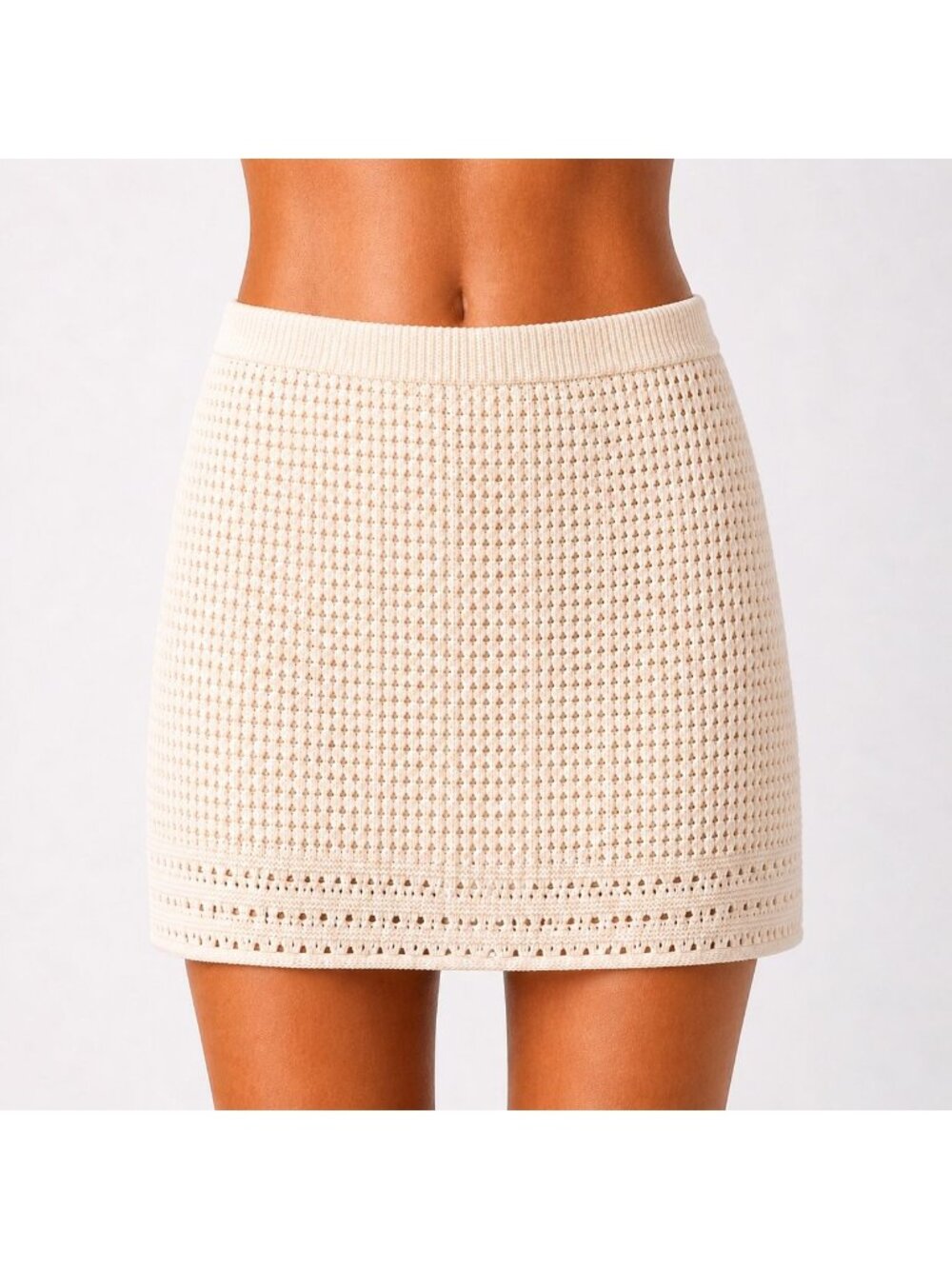 Universal Thread Women's Cream Crochet Open Knit Lined Skirt Size L